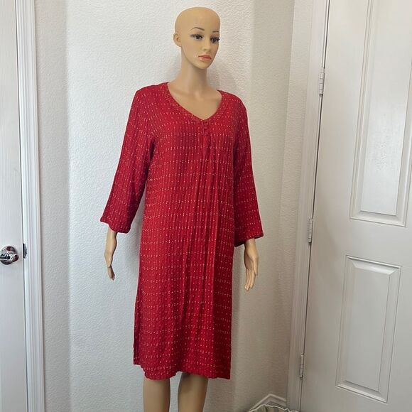 Fabindia Dress Red Gold Silk Blend Size XL - Picture 1 of 10